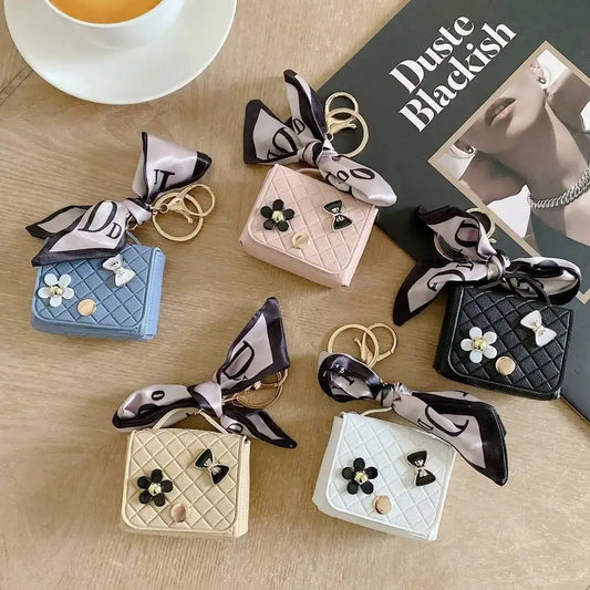 Luxury Mini Leather Earphone Case Keychain