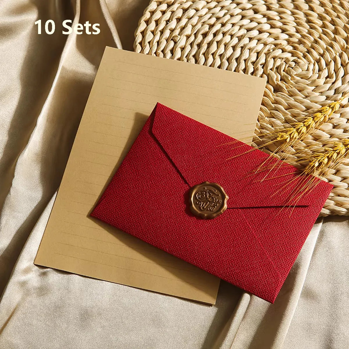 Elegant Linen Letter Set with Wax Seal – DIY Gift & Wedding Stationery Kit