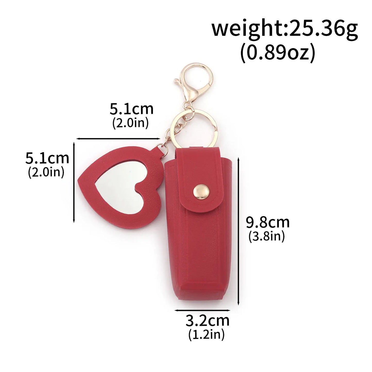Love Heart Lipstick Keychain Pouch – Mini Makeup Holder with Mirror