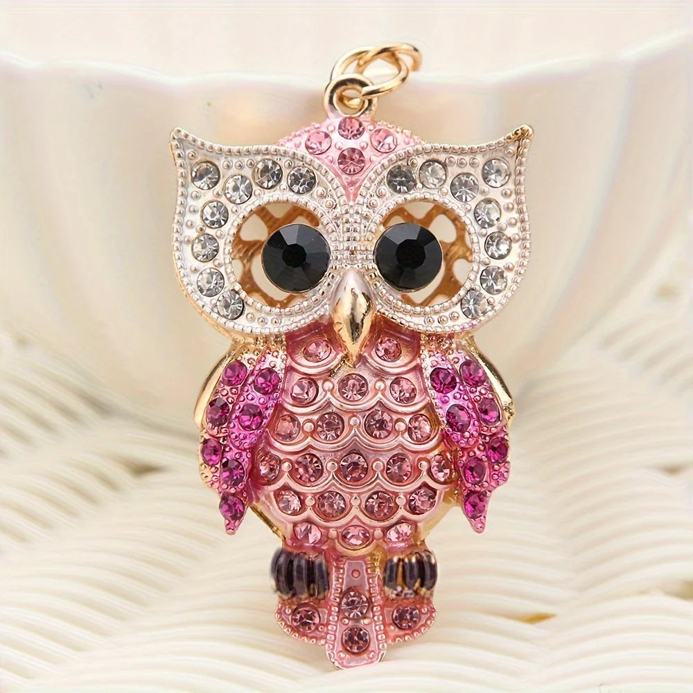 Crystal Owl Keychain – Glitter Rhinestone Car & Bag Charm