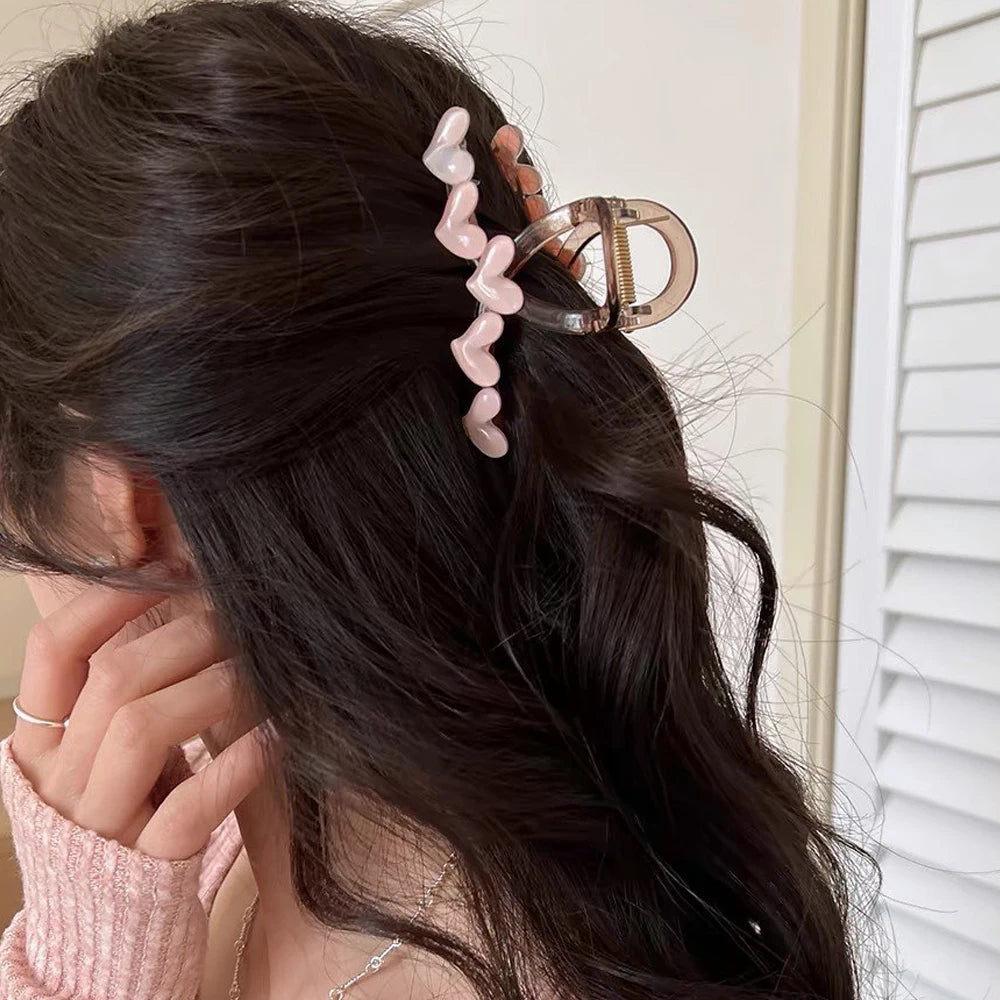 Pastel Translucence Heart Hair Claws