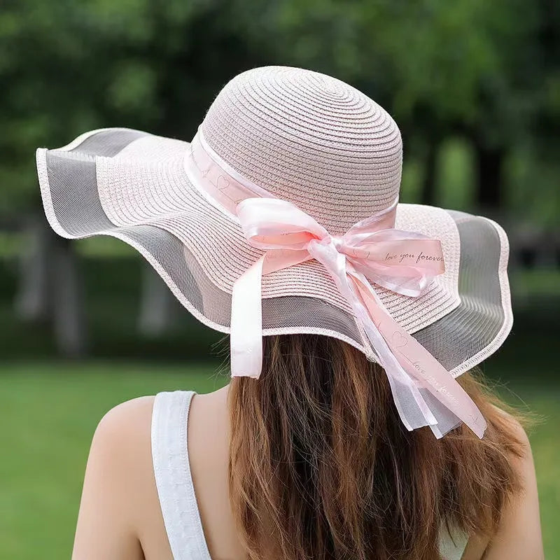 [Special Offer: Buy 2, Save More]Soft Boho Korean Straw Hat – Elegant Wide Brim Summer Beach Hat