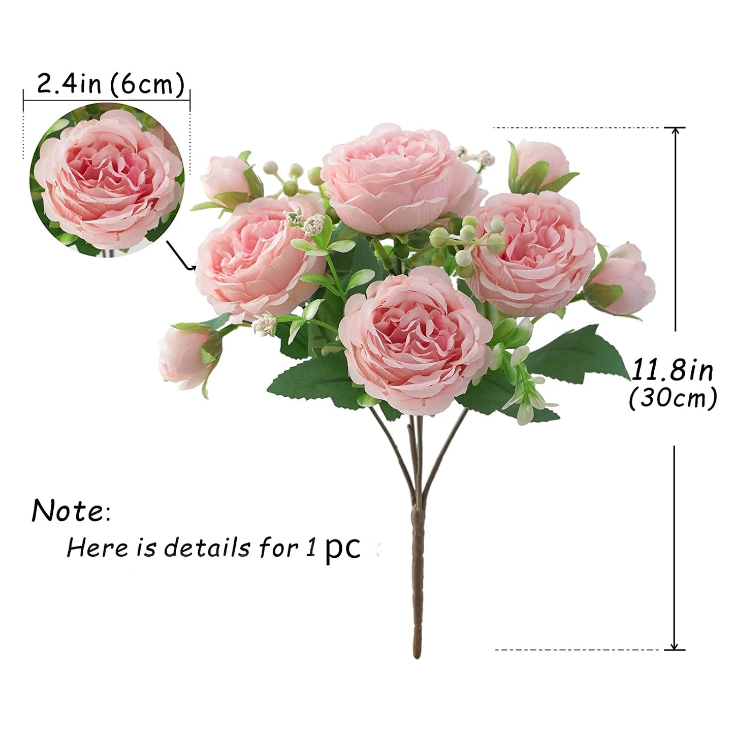 Rose Pink Silk Peony Bouquet – Artificial Wedding Flower