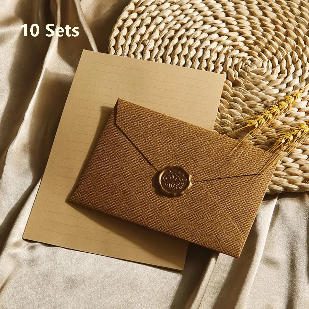 Elegant Linen Letter Set with Wax Seal – DIY Gift & Wedding Stationery Kit