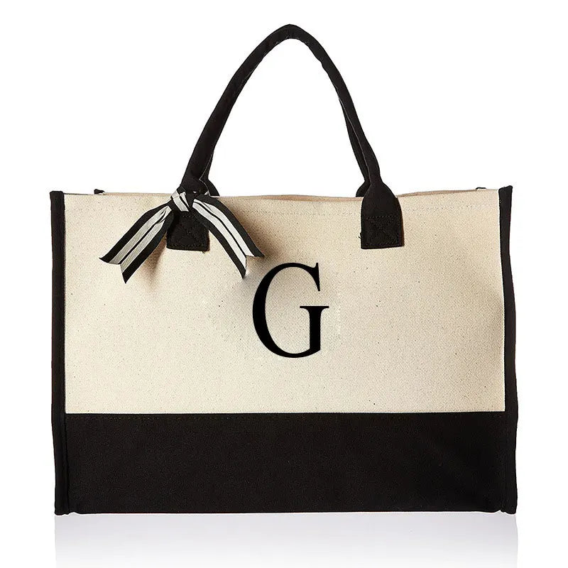 Letter Canvas Shoulder Bag