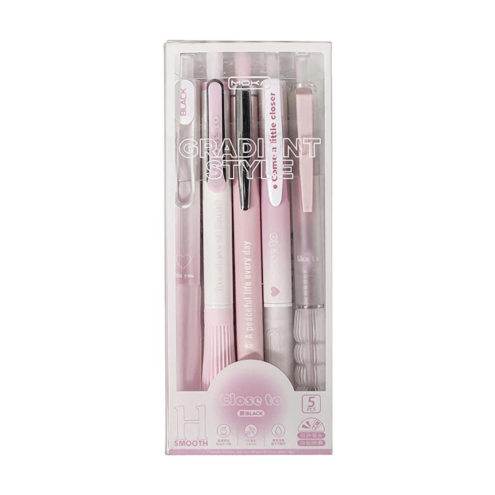 Chic Pink Blush Retractable Gel Pens 0.5mm Fine Point  Black Ink