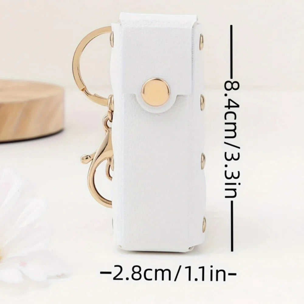 Mini Lipstick Case Keychain – Floral Mirror Charm