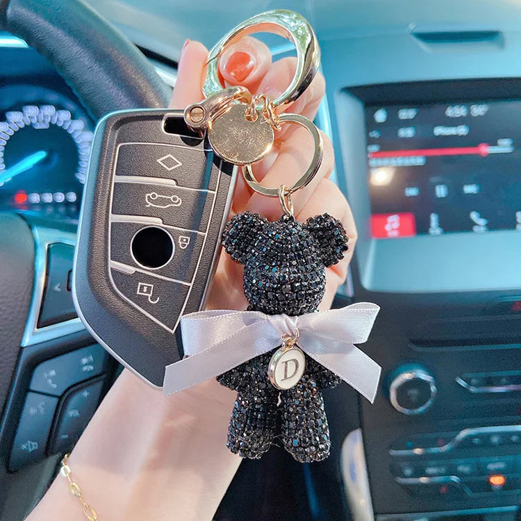 Luxury Rhinestone Bear Keychain – Full Crystal Car & Bag Charm