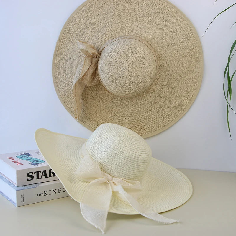 [Special Offer: Buy 2, Save More] Chic Bowknot Straw Hat – Women’s Wide Brim Floppy Sun Hat