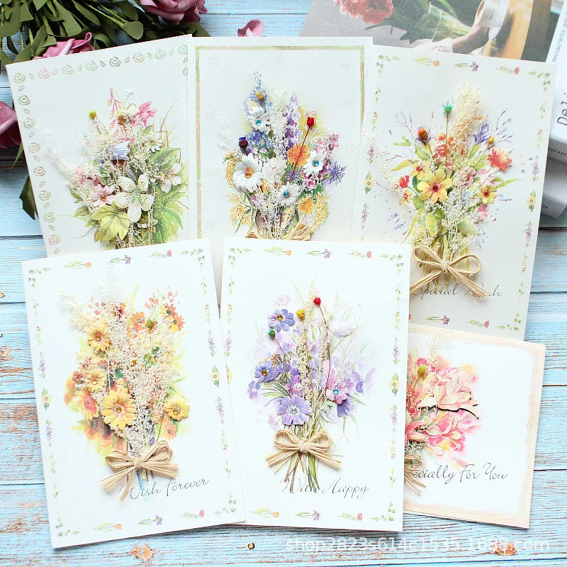 Handmade Dried Flower Greeting Cards – Thank You, Teacher’s Day & Birthday Gift Set