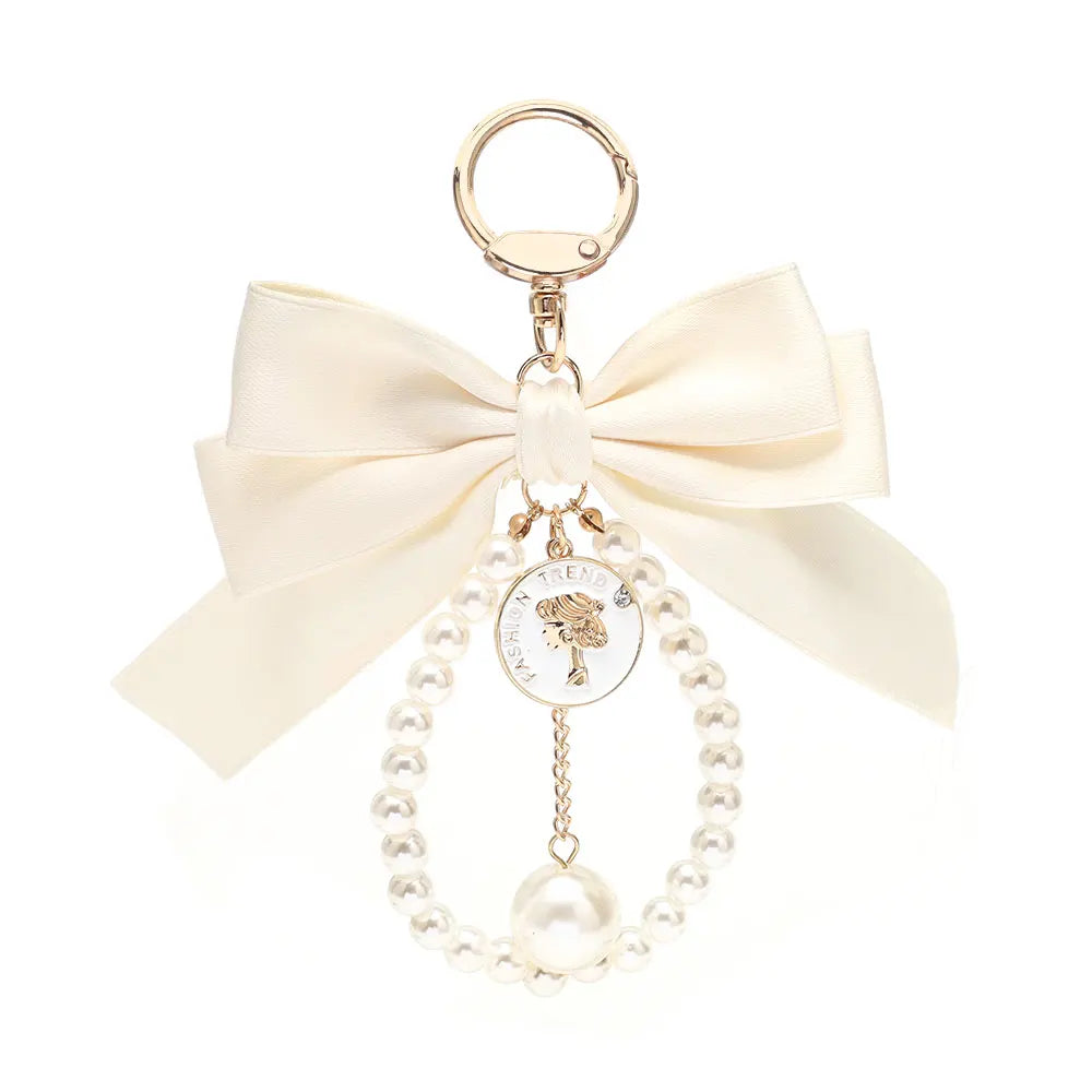 Luxury Pearl Bow Keychain with Mini Perfume Charm