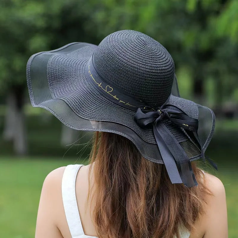 [Special Offer: Buy 2, Save More]Soft Boho Korean Straw Hat – Elegant Wide Brim Summer Beach Hat