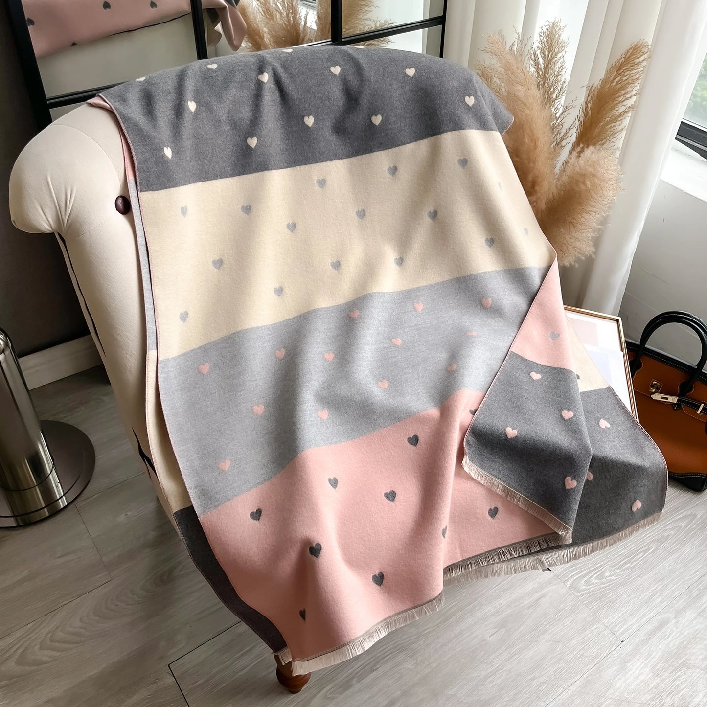Polka Heart Double-sided Scarf