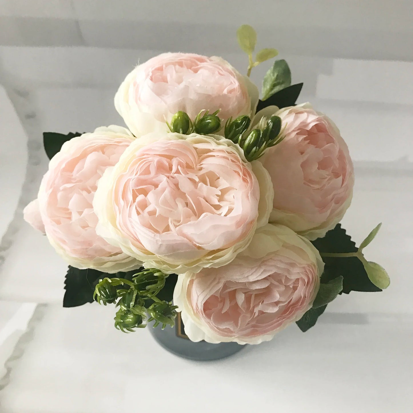 New Rose Pink Silk Peony Bouquet