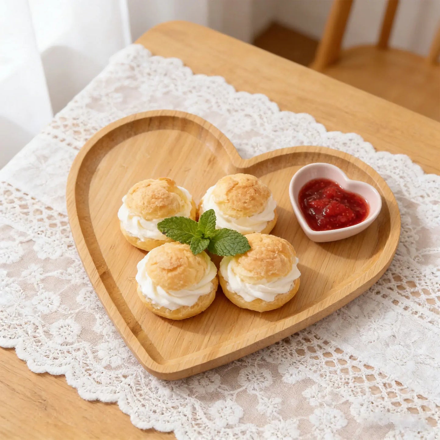 Wooden Heart-shaped Food Plates