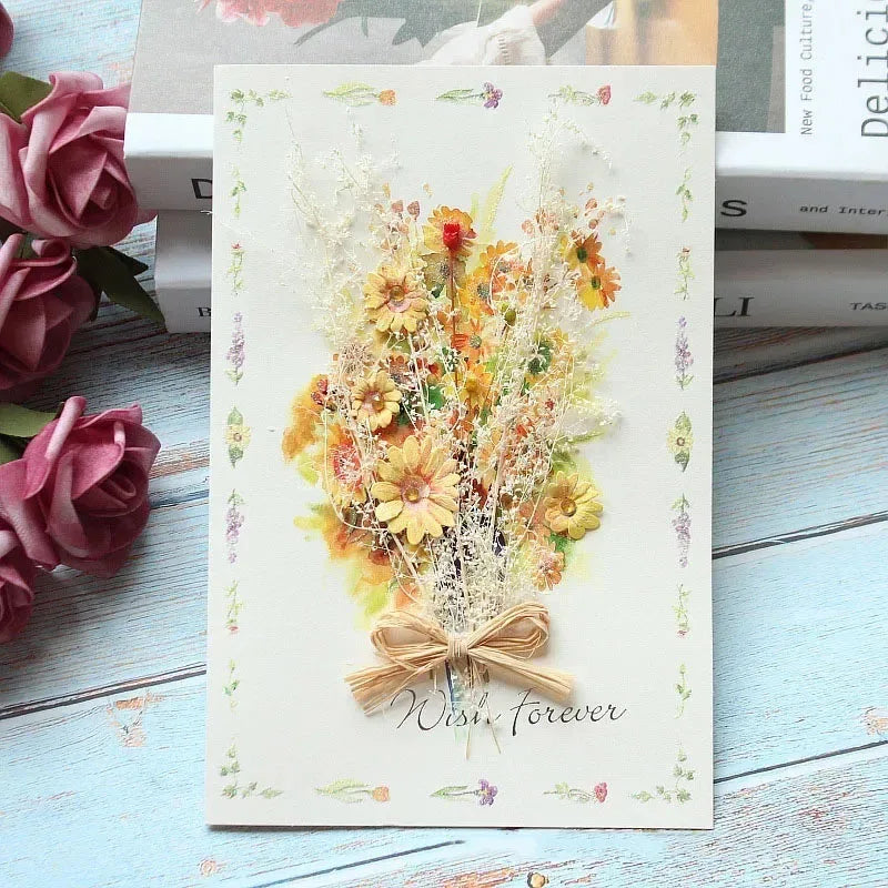 Handmade Dried Flower Greeting Cards – Thank You, Teacher’s Day & Birthday Gift Set
