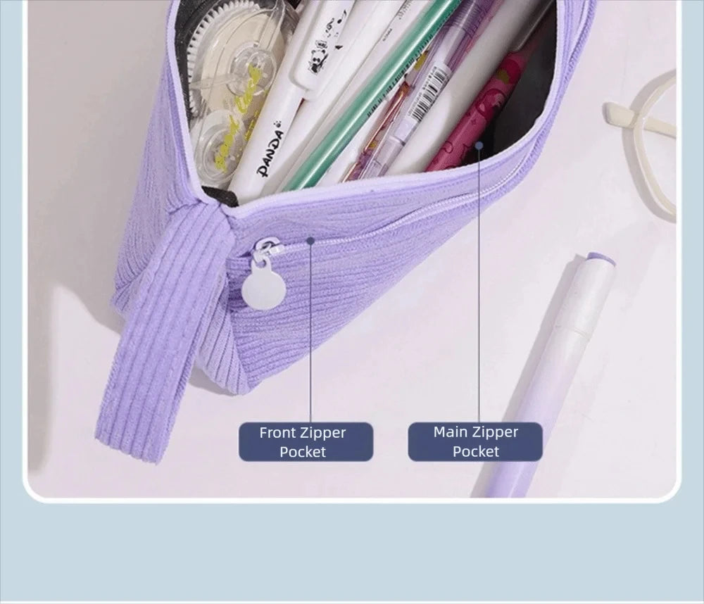 Solid Corduroy Pencil Case