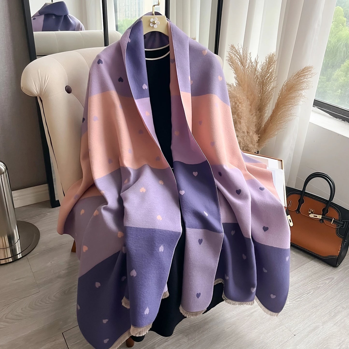Polka Heart Double-sided Scarf