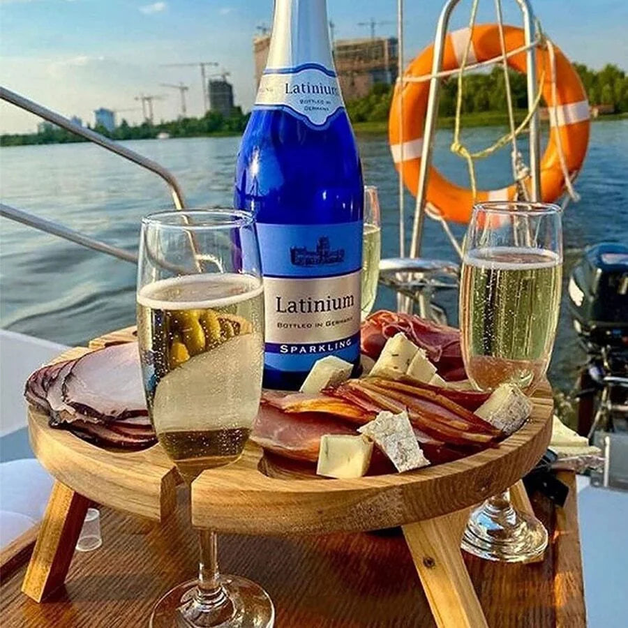Nordic Solid Wood Round Table with Glass holder