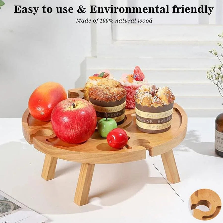 Nordic Solid Wood Round Table with Glass holder
