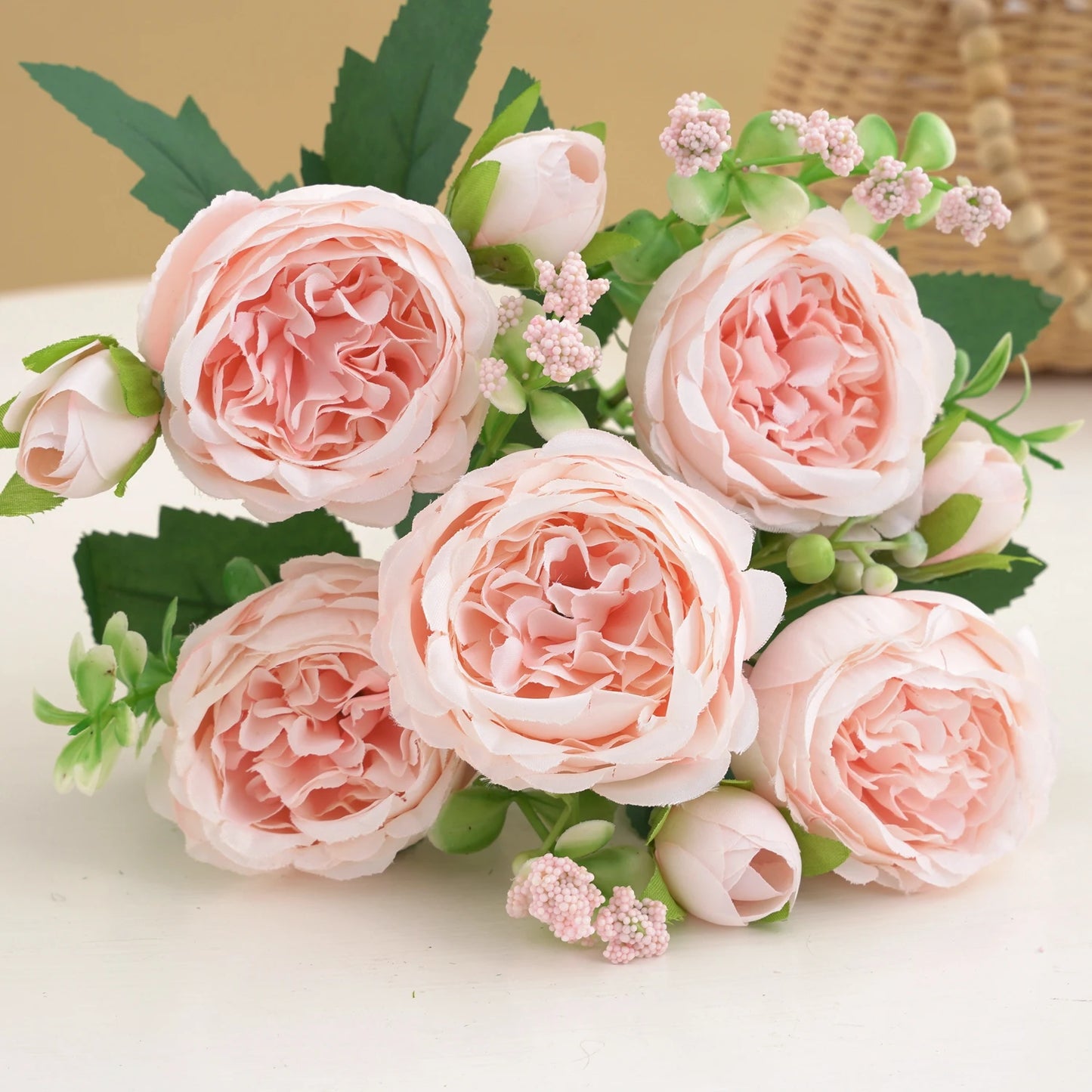 Rose Pink Silk Peony Bouquet – Artificial Wedding Flower