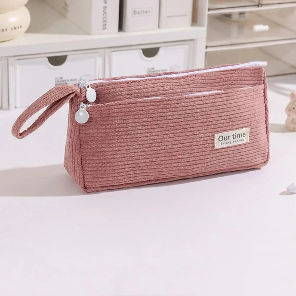 Solid Corduroy Pencil Case