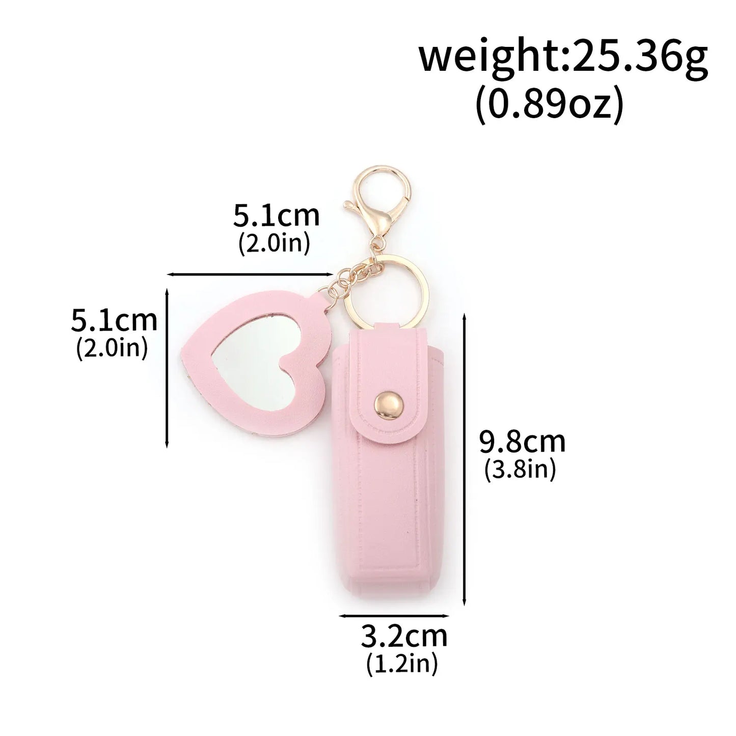 Love Heart Lipstick Keychain Pouch – Mini Makeup Holder with Mirror