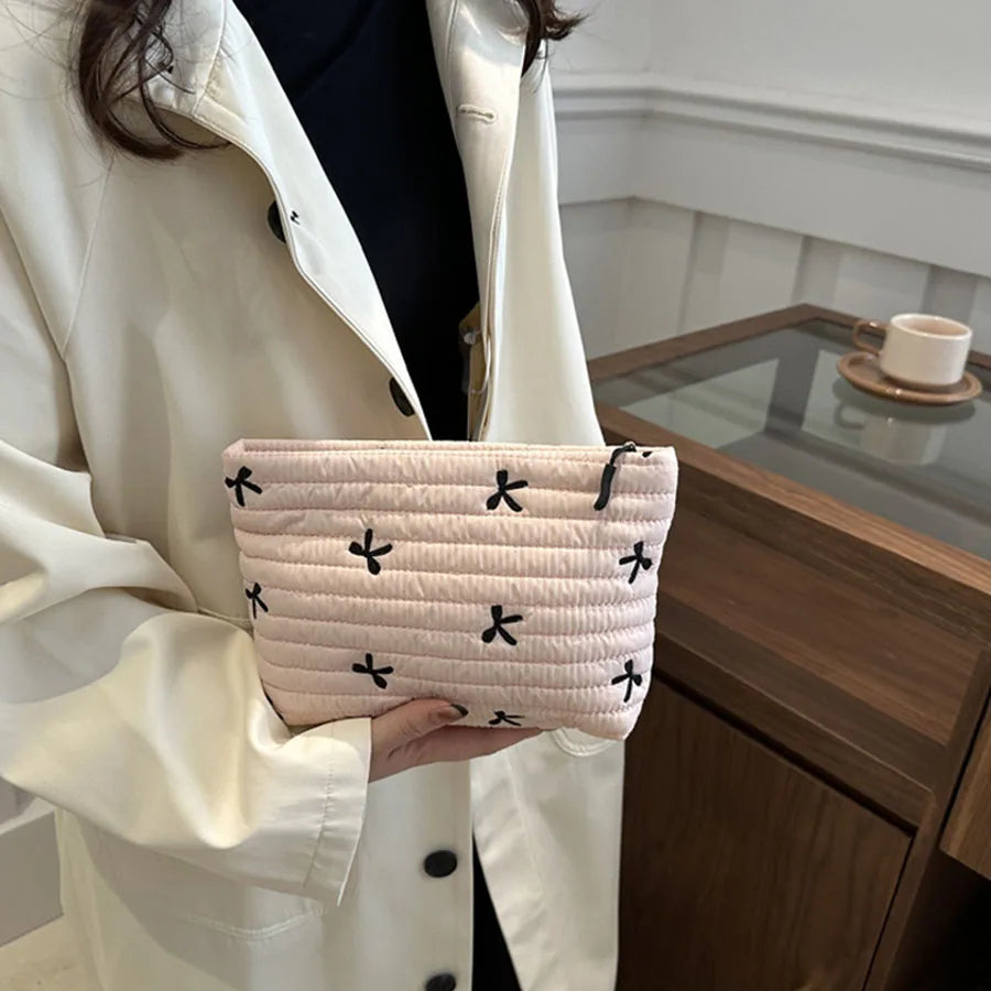 Natural Ribbon Makeup Pouch