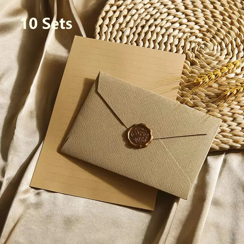 Elegant Linen Letter Set with Wax Seal – DIY Gift & Wedding Stationery Kit