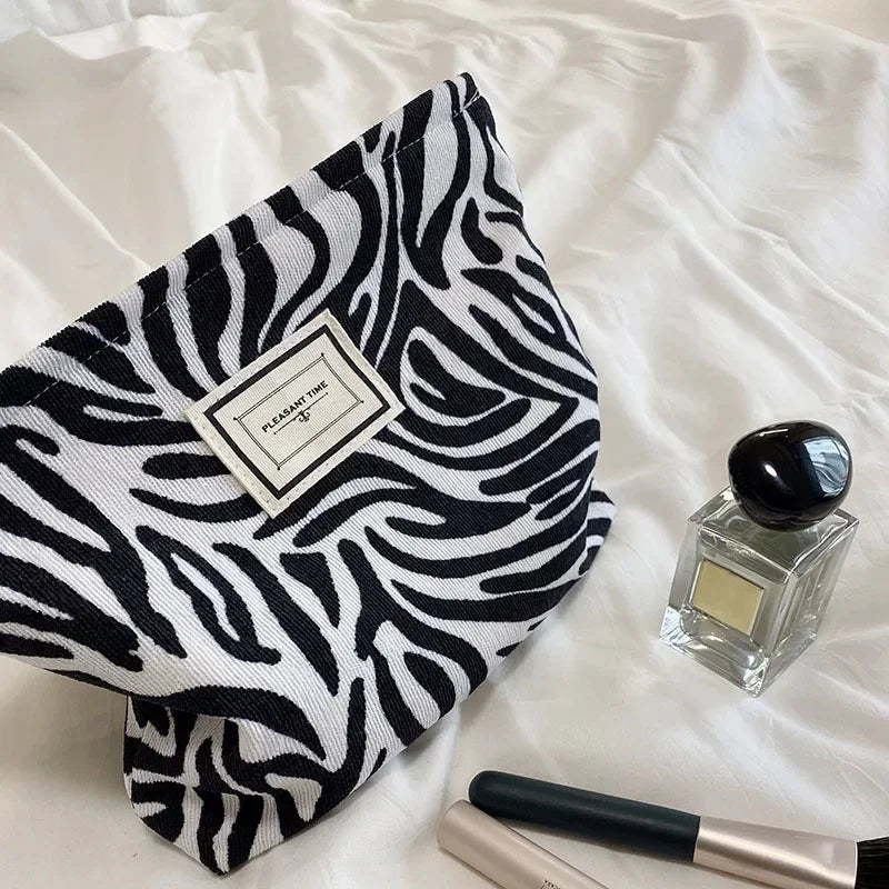Corduroy Flower Print Pouch