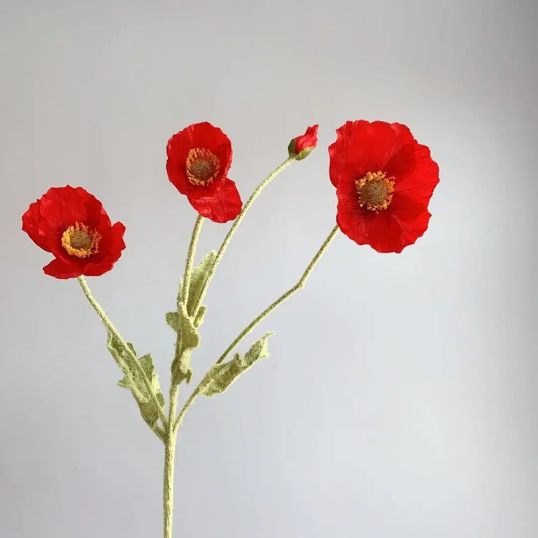 Paperpetals Artificial Silk Poppy Flowers – Long Stem Bouquet