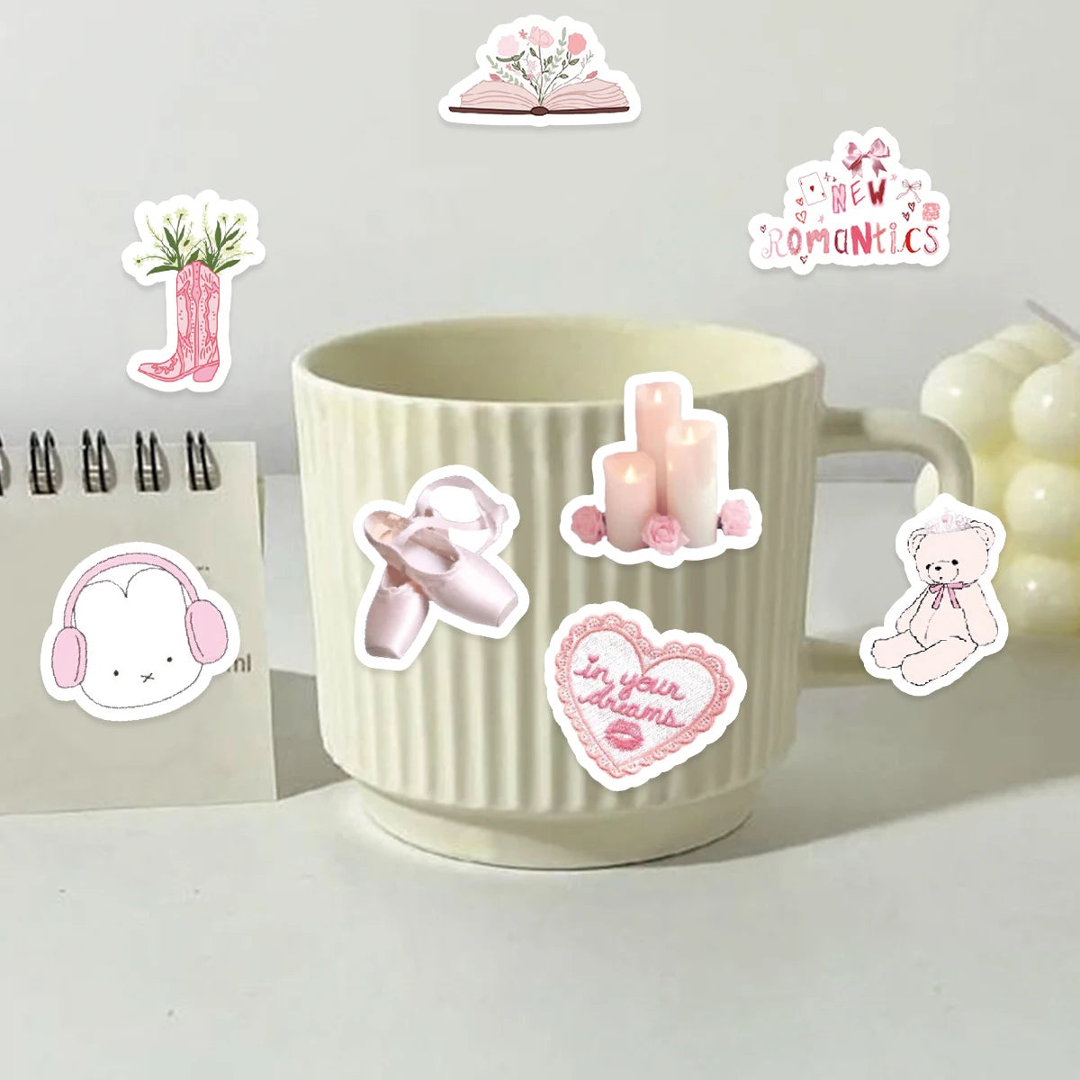 46pcs Bunny, Bear, Perfume Pink Graffiti Stickers
