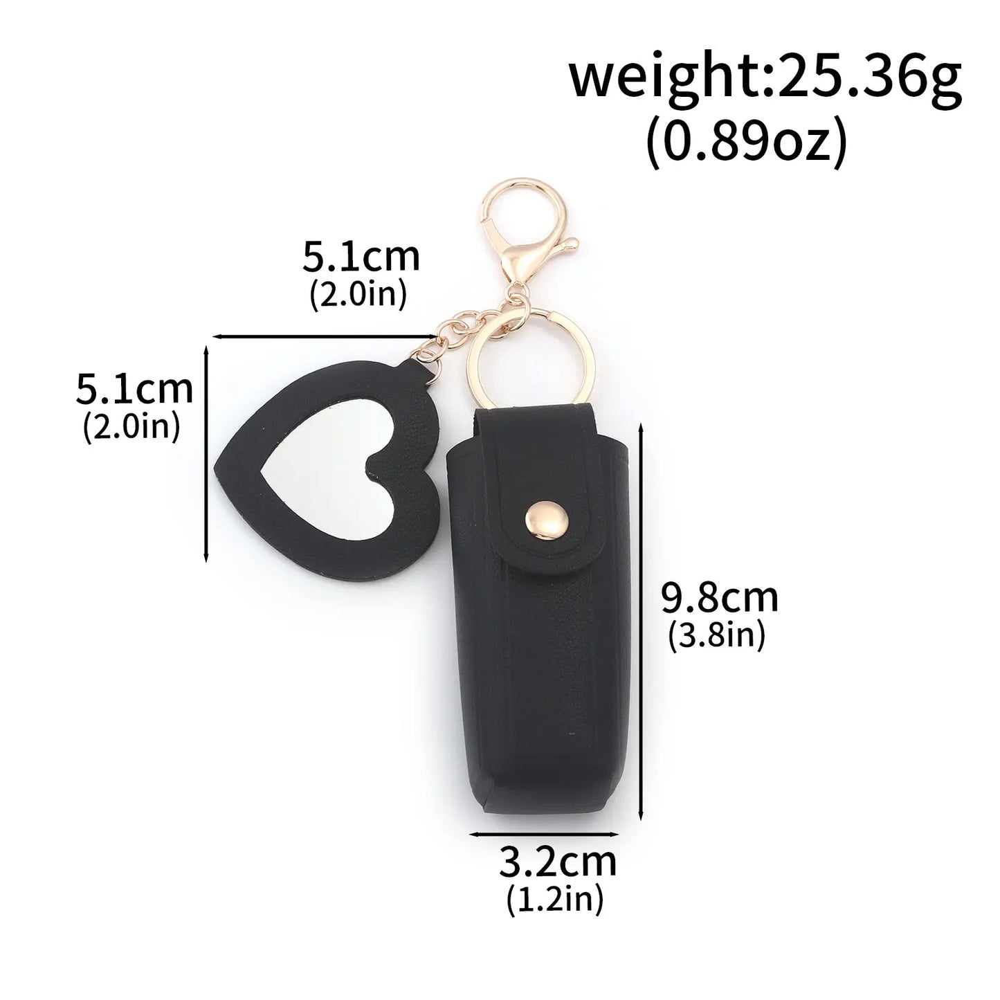 Love Heart Lipstick Keychain Pouch – Mini Makeup Holder with Mirror