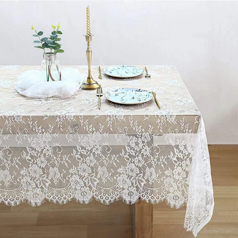 Rustic White Lace Tablecloth