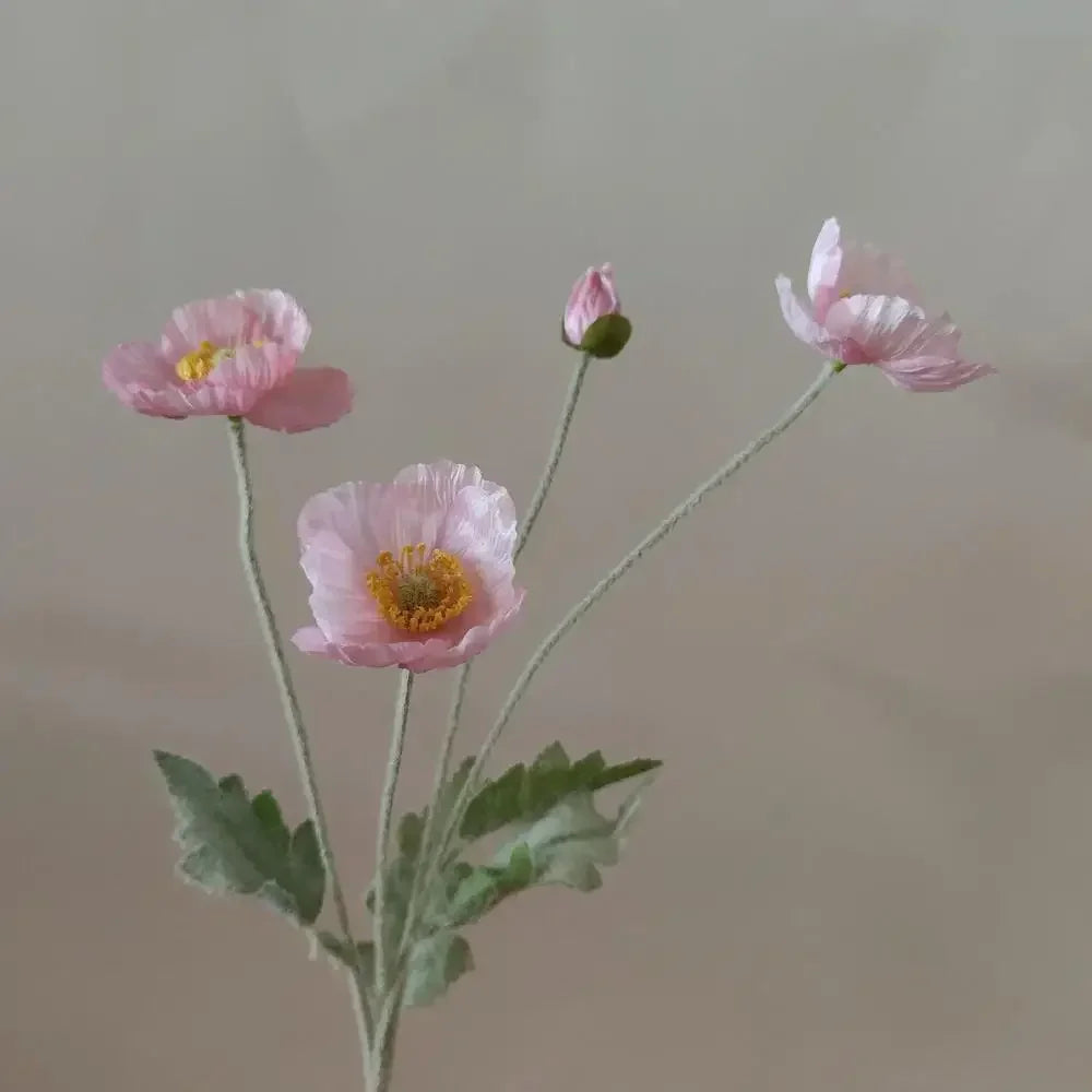 Paperpetals Artificial Silk Poppy Flowers – Long Stem Bouquet