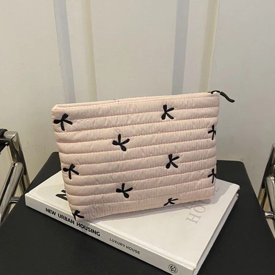 Natural Ribbon Makeup Pouch