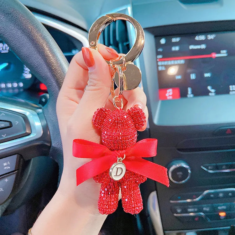 Luxury Rhinestone Bear Keychain – Full Crystal Car & Bag Charm