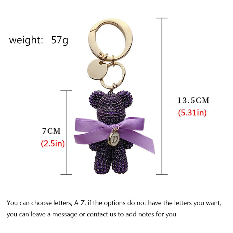 Luxury Rhinestone Bear Keychain – Full Crystal Car & Bag Charm