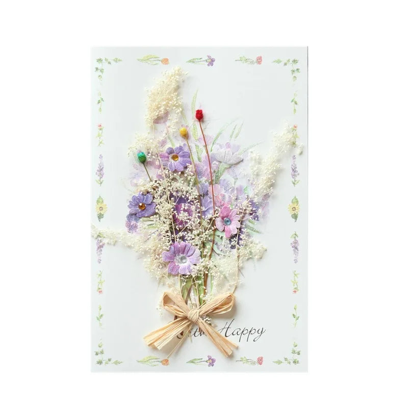 Handmade Dried Flower Greeting Cards – Thank You, Teacher’s Day & Birthday Gift Set