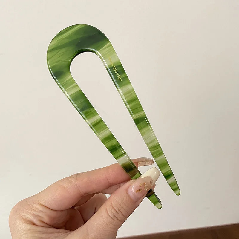 Marble U-Shaped Hair Stick