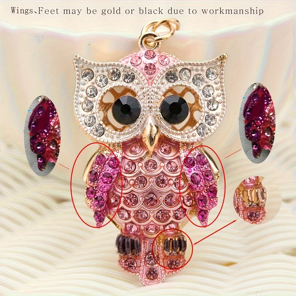 Crystal Owl Keychain – Glitter Rhinestone Car & Bag Charm