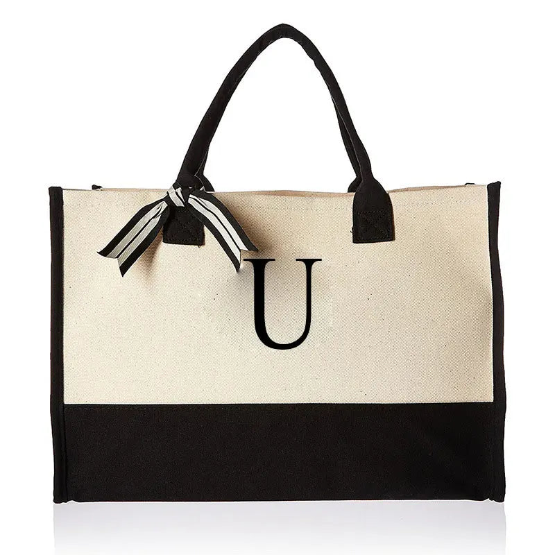 Letter Canvas Shoulder Bag