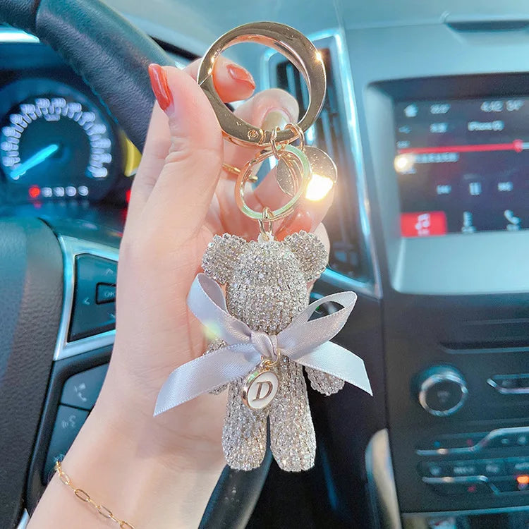 Luxury Rhinestone Bear Keychain – Full Crystal Car & Bag Charm