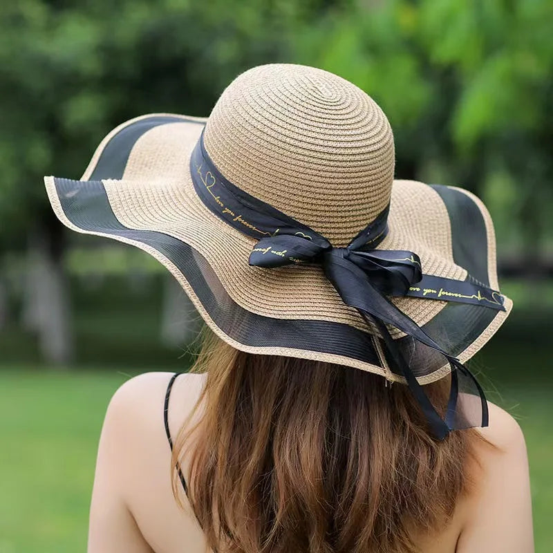 [Special Offer: Buy 2, Save More]Soft Boho Korean Straw Hat – Elegant Wide Brim Summer Beach Hat
