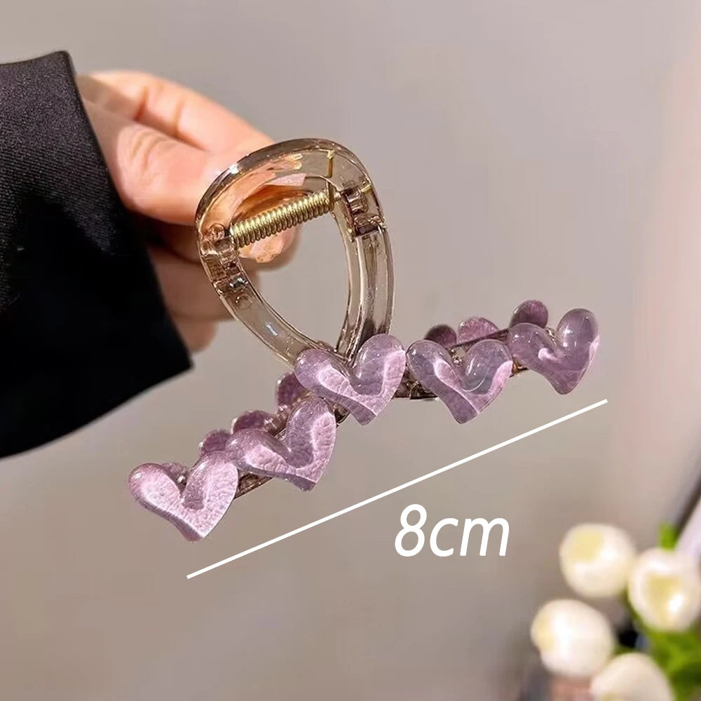 Pastel Translucence Heart Hair Claws