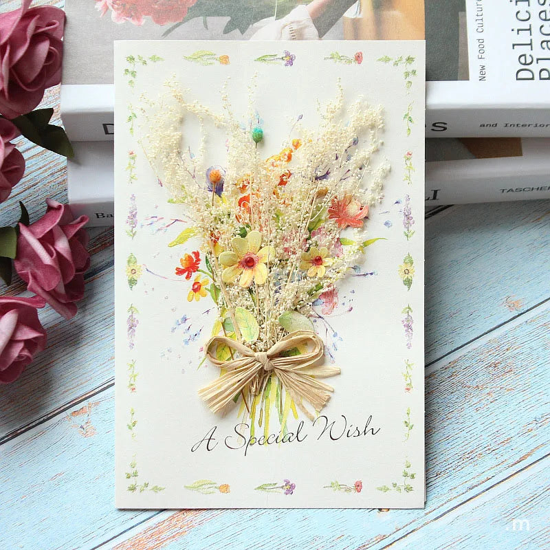 Handmade Dried Flower Greeting Cards – Thank You, Teacher’s Day & Birthday Gift Set
