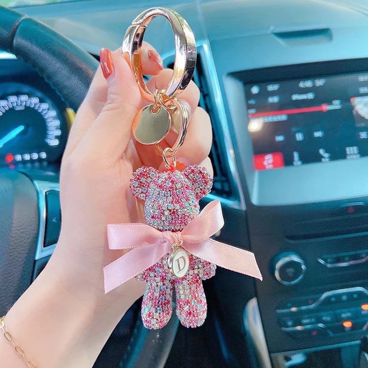 Luxury Rhinestone Bear Keychain – Full Crystal Car & Bag Charm