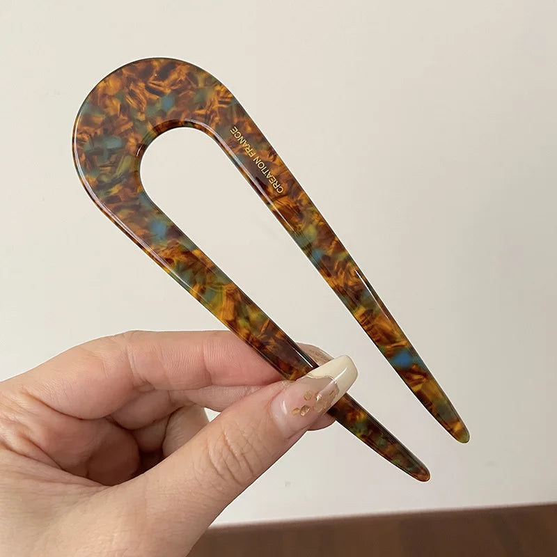 Marble U-Shaped Hair Stick