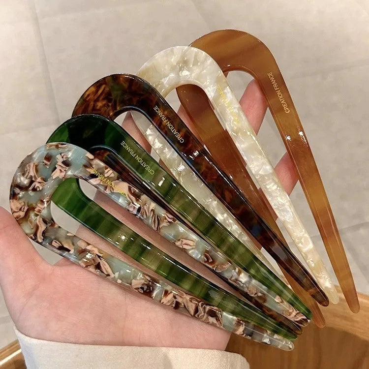 Marble U-Shaped Hair Stick