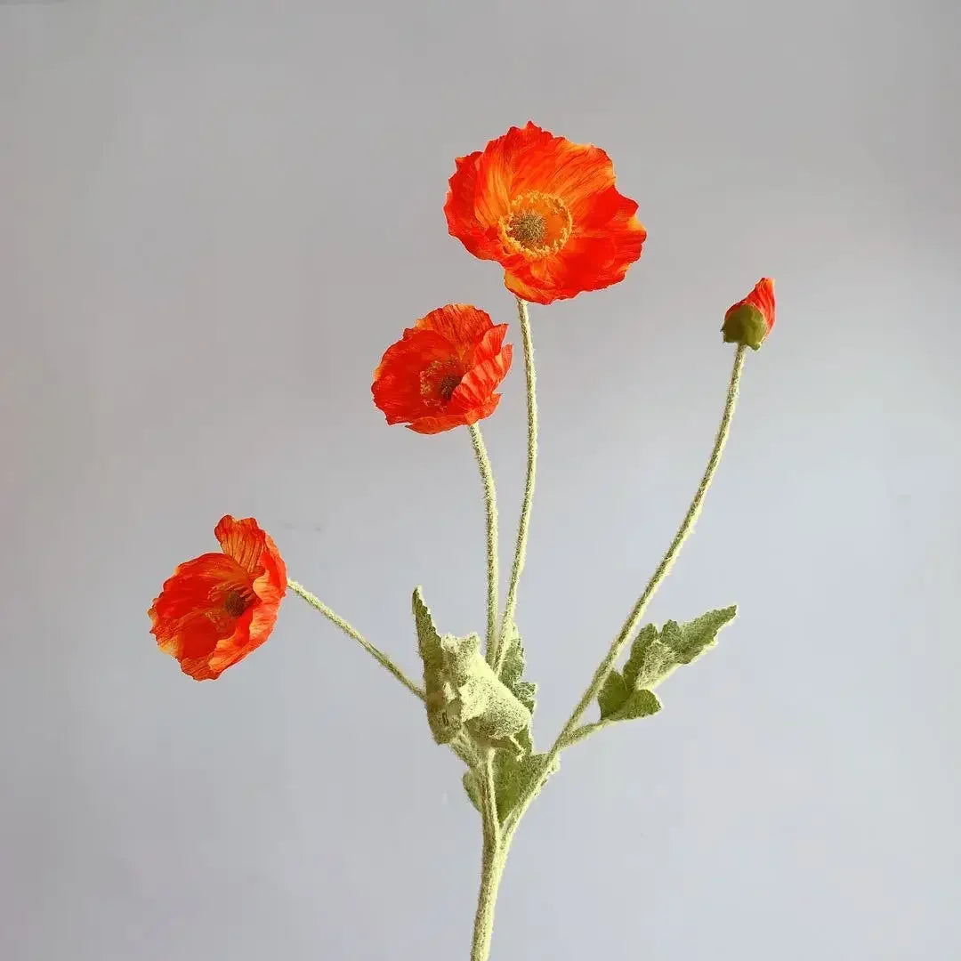 Paperpetals Artificial Silk Poppy Flowers – Long Stem Bouquet